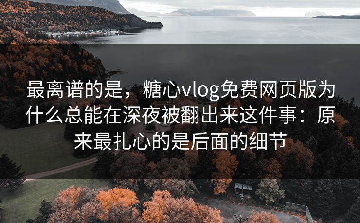 最离谱的是，糖心vlog免费网页版为什么总能在深夜被翻出来这件事：原来最扎心的是后面的细节