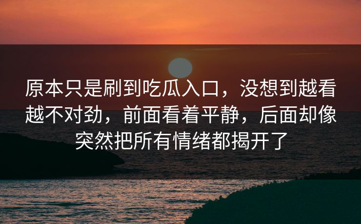 原本只是刷到吃瓜入口，没想到越看越不对劲，前面看着平静，后面却像突然把所有情绪都揭开了