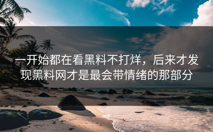 一开始都在看黑料不打烊，后来才发现黑料网才是最会带情绪的那部分