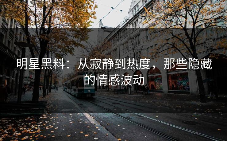 明星黑料：从寂静到热度，那些隐藏的情感波动
