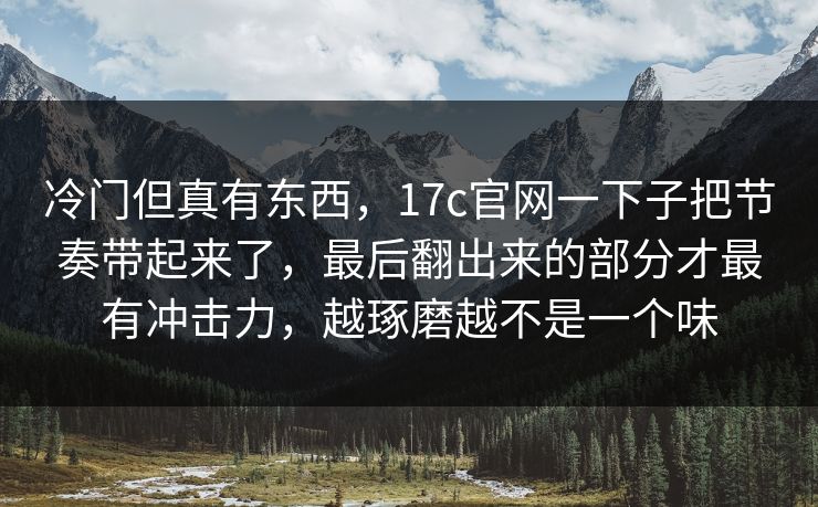 冷门但真有东西，17c官网一下子把节奏带起来了，最后翻出来的部分才最有冲击力，越琢磨越不是一个味