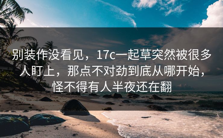 别装作没看见，17c一起草突然被很多人盯上，那点不对劲到底从哪开始，怪不得有人半夜还在翻