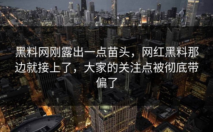 黑料网刚露出一点苗头，网红黑料那边就接上了，大家的关注点被彻底带偏了