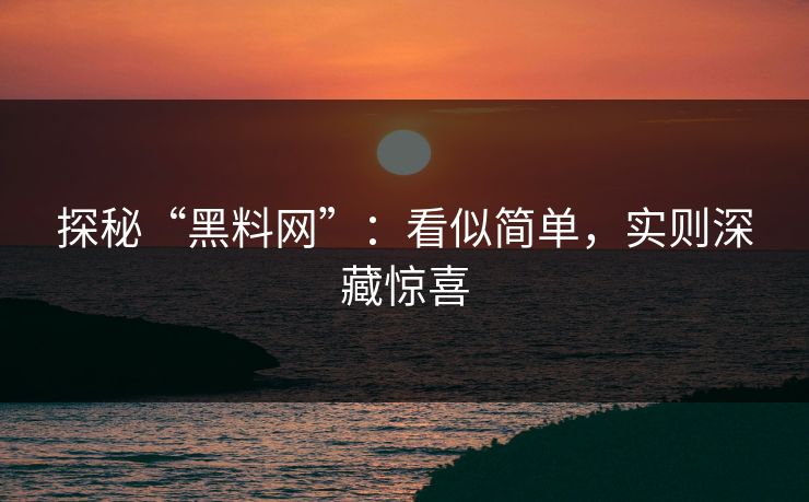 探秘“黑料网”：看似简单，实则深藏惊喜